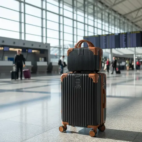 Mala De Viagem 10kg Promoção Rodas 360° Miami Com Frasqueira Preto Com Bege Listras