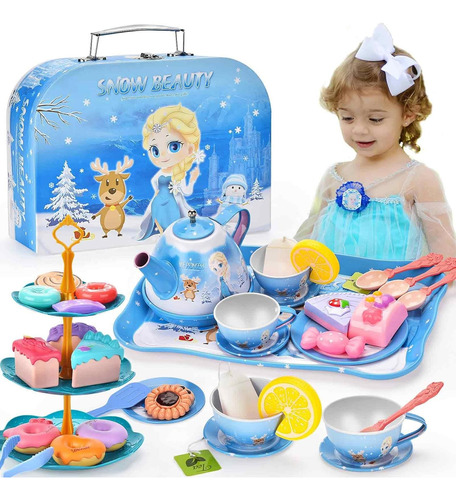 Set De Té De Frozen Para Niñas - 48 Piezas, Con Estuche 