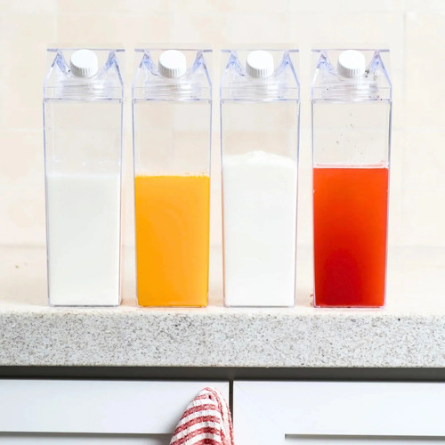 Garrafa De Geladeira Caixa De Leite 750ml Transparente