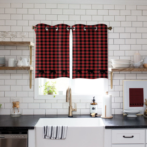 Red Kitchen Curtains  Drapes For Living Room Red And Bl...