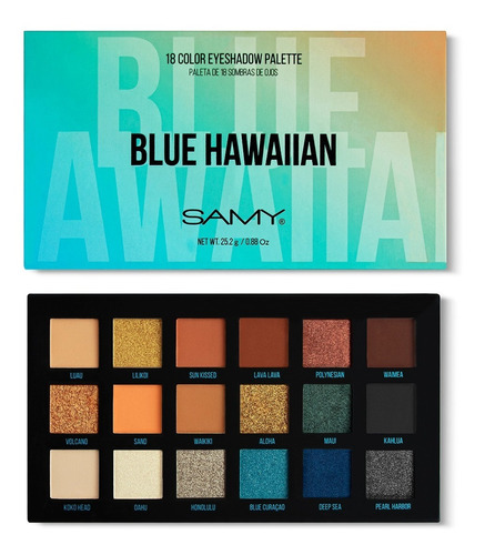 Paleta X 18 Sombras Compactas Samy - g  Color de la sombra Blue hawaiian