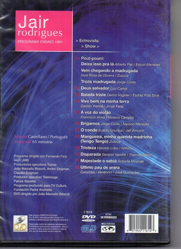 Dvd Jair Rodrigues Programa Ensaio 1991