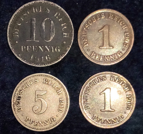 Monedas Alemania Deutsches Reich. Lote X 4 Unidades (Usado)