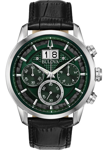 Relógio Bulova Sutton Masculino Crono 96b310 Verde Couro