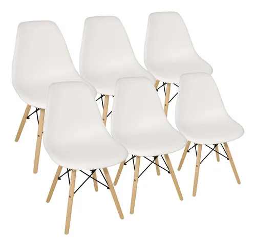 comprar Sillas X 6 Comedor Plastico Patas De Madera Diseño Eames Dsw Color De La Estructura De La Silla Blanco