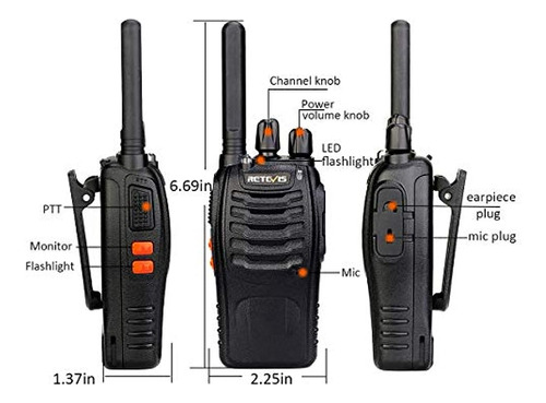 Retevis H-777 Radios De 2 Vías Uhf De Largo Alcance 16ch Wal