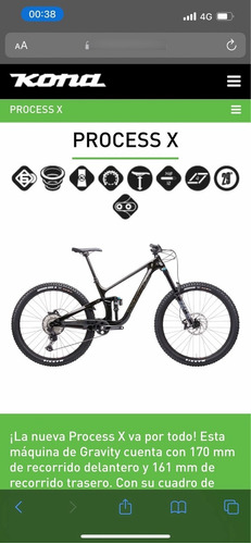 Bicicleta Enduro, Kona Process X 2022, Semi Nueva