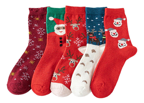 5 Pares De Medias Navideñas | Medias Para Adultos Y Niños Y