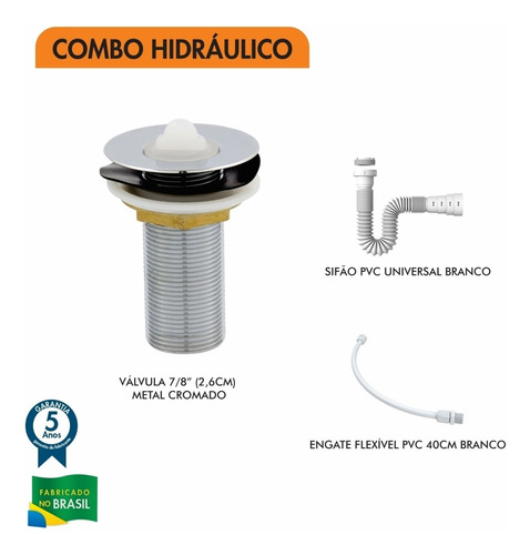 Kit C/válvula P/lavatório 7/8 + Sifão + Flexível