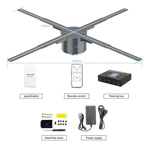 P62 Ventilador Holográfico 3d De 62cm,722led Memoria De 8g