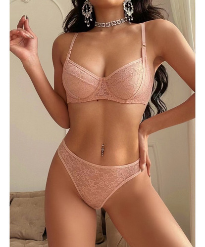 Conjunto De Ropa Interior De Encaje De Verano Con Anillos De