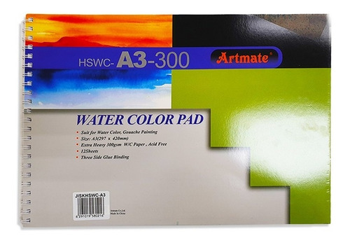 Block Acuarela Artmate 12 Hojas 300 Gr A3 (wswc-a3)