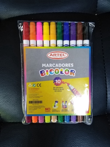 Marcadores Bicolor Artel 10un / 20colores Base Agua