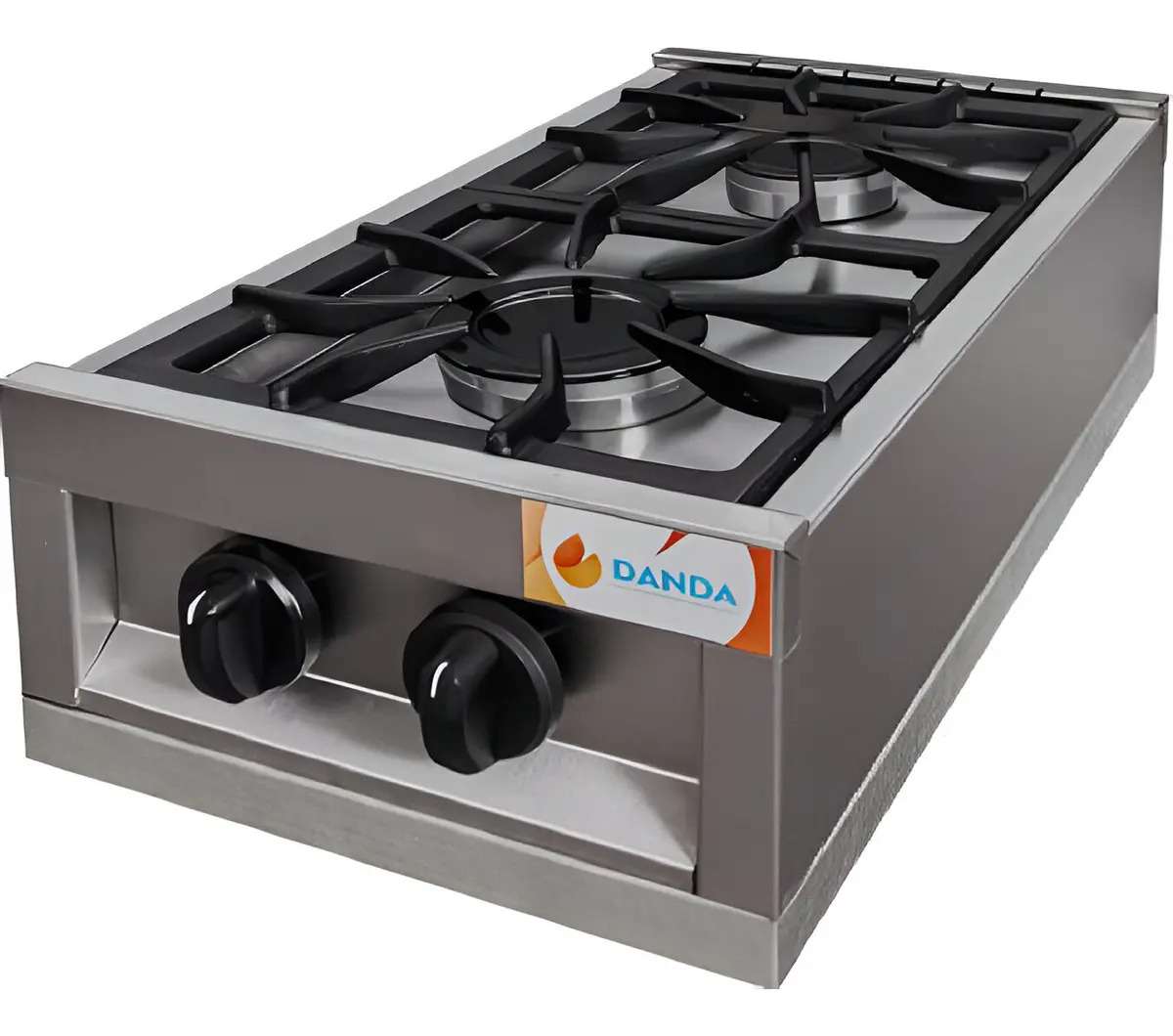 Danda Anafe industrial a gas 2 hornallas vertical sin base acero inoxidable Plateado