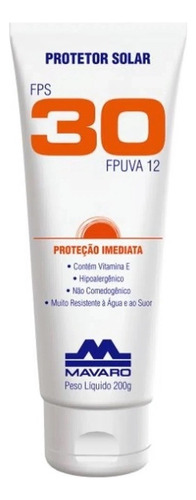 Creme Protetor Solar Fator Fps 30 Bisnaga 120g Mavaro