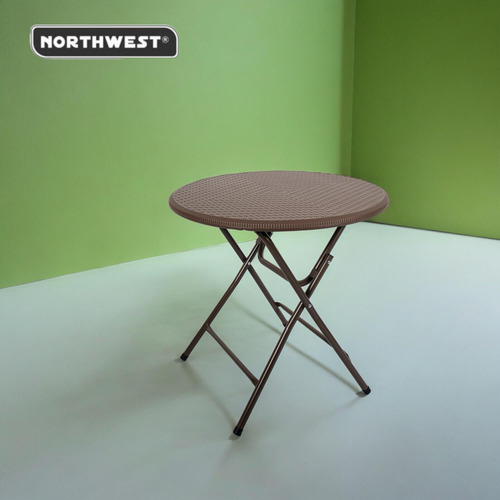 Mesa Plegable Northwest Redonda Rattan 80cm Café
