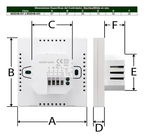 Termostato Calor Suelo Radiante, Mxehb-005, 5pzas, Lcd, Blan
