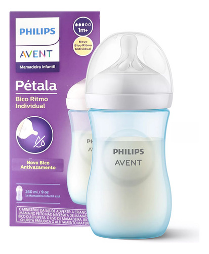 Mamadeira Avent Pétala 3.0 Kit Bebê 260/330ml Azul Philips