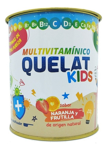 Suplemento Multivitamínico En Polvo Quelat Kids 150 Gr Sabor Naranja y Frutilla