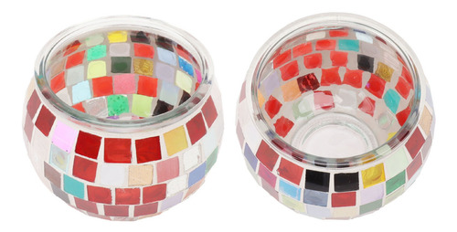 Soporte Para Velas De Té De Vidrio Con Forma De Mosaico De 2