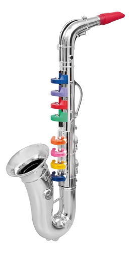 Saxofón 8 Teclas De Colores, Plateado Metalizado