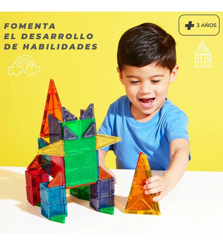 Bloques Para Armar Magnéticos De Construcción En Caja Mixio 112 Piezas