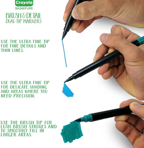 Imagen 6 de 8 de 16 Marcadores Crayola Signature Brush & Detail Dual Tip