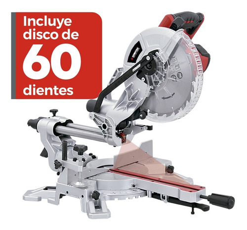 Imagen 1 de 7 de Sierra Ingletadora Telescópica 255mm 2000w 10 PLG Guía Láser
