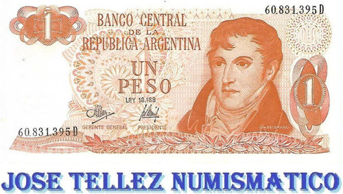 Bottero 2313 $ 1 Pesos Ley 18188 Serie D Unc  Palermo