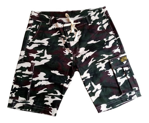 Bermuda Cargo Camo Cafe De Gabardina Stretch Para Skate 