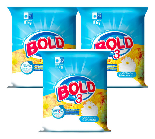 3 Pack Bold Detergente En Polvo Ropa 5 Kg