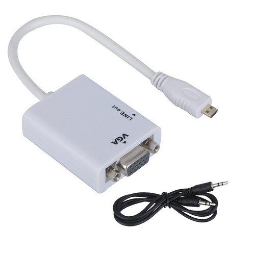 Cabo Adaptador Micro Hdmi X Vga Branco 15cm