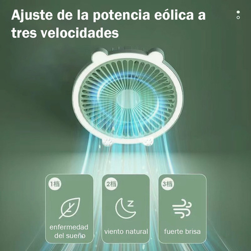 Of Ventilador Portátil Mesa Escritorio Recargable Con Luz