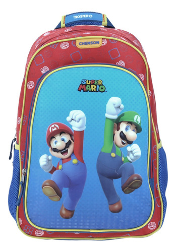 Mochila Escolar Grande Chenson Primaria Mario Bros Con Luigi Mb65703-9 Coleccion Jumpers Color Azul