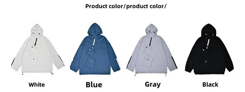 Sudadera Holgada Con Cuello Alto Y Capucha Para Hombre
