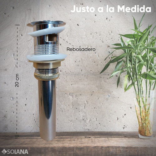Solana Kit Ovalin De Vidrio Templado 35cm Con Contra Push De Acero Inoxidable Y Cespol Completo Níquel / Kit Completo Babel-1 Para Baño Hogar / Hoteles / Oficinas