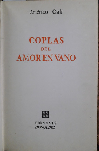 4711 Coplas Del Amor En Vano - Calí, Américo