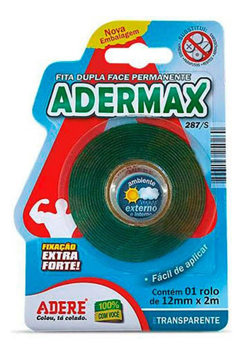 Fita Dupla Face Transparente 12mm 2m Adere