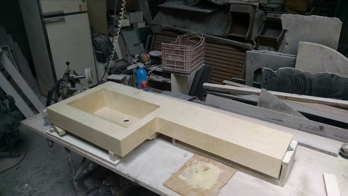 Mesada De Baño En Marmol Travertino Beige