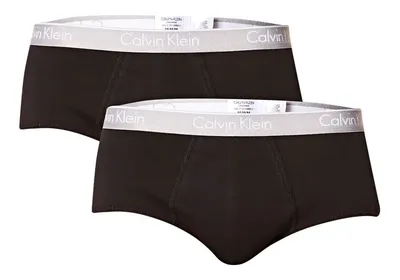 Kit 2 Cuecas Masculinas Slip Algodão Calvin Klein 0987 - Preto Liso L