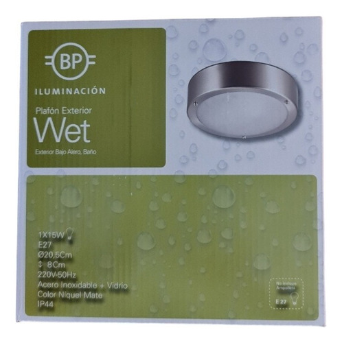 Plafon Wet Para Ampolleta E27 Ambiente Exterior E Interior