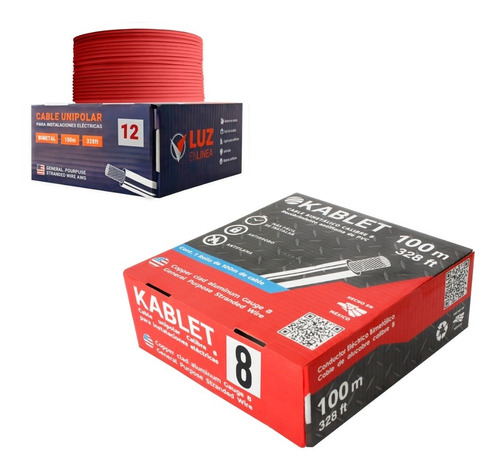 Pack: Una Caja Cable Calibre 12  Y Una Caja Calibre 8