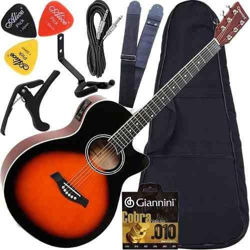 Kit Violão Eletroacústico Completo Aço Gsf1r Sb Giannini