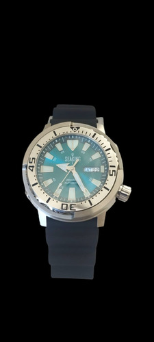 Sea King Tuna Special Diver Mergulho 200m Autom. Seiko Nh35 Preto Prateado Azul-turquesa
