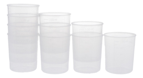Imagen 2 de 11 de 10 Vasos Medidores De Plástico, Tazas Graduadas De 100 Ml P