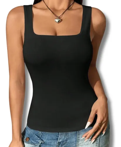 Blusinha Regata Feminina De Suplex Alcinha Decote Quadrado