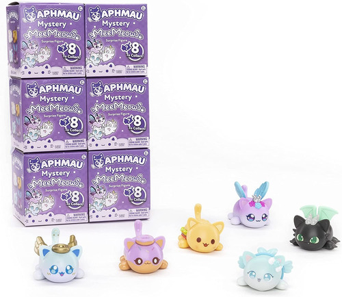 Aphmau Mystery Meemeows Surprise Figuras 6 Pack; Sólido Popu