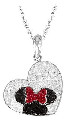 Disney Minnie Mouse Collar Con Corazón De Acero Inoxidable, 