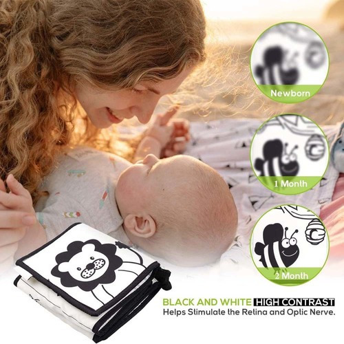 Montessori Toy Libro De Tela Suave En Blanco Y Negro Para Be