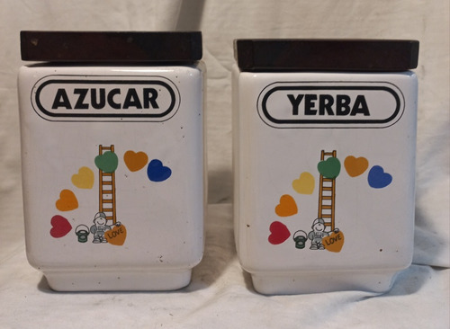 Par De Frascos De Ceramica Para Yerba Y Azúcar.